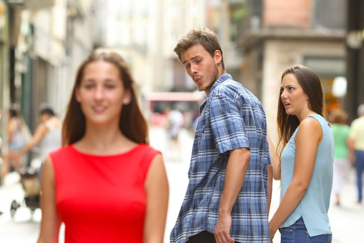 Distracted Boyfriend meme about SKIMS