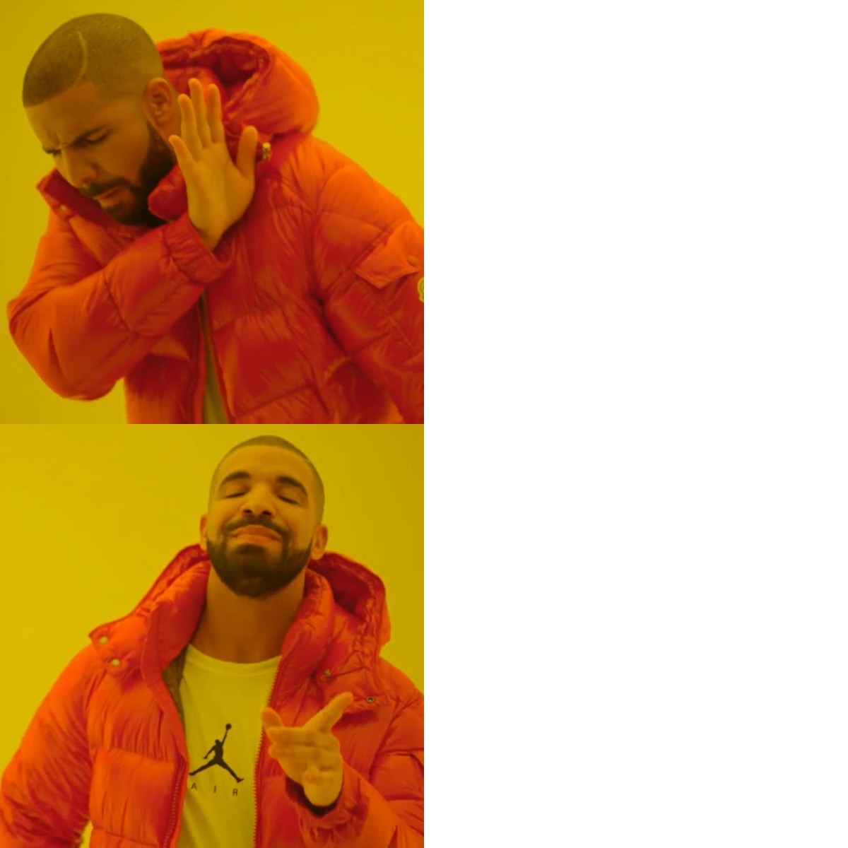 Drake Hotline Bling meme about SKIMS